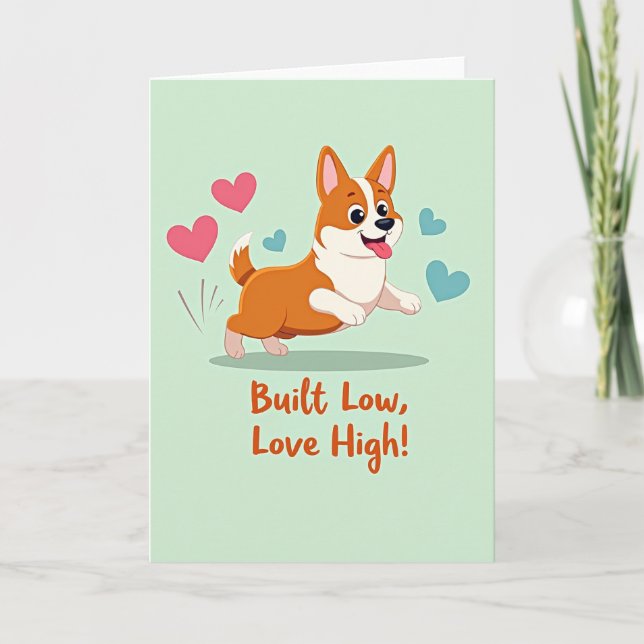 Joyful Corgi Love High Card (Front)