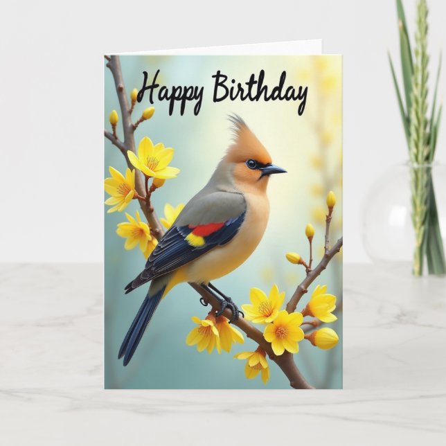 Joyful Crested Bird Card (Front)