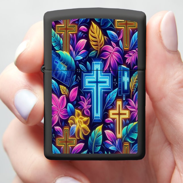 Joyful Crosses Amid Bright Foliage b Zippo Lighter (In Hand)