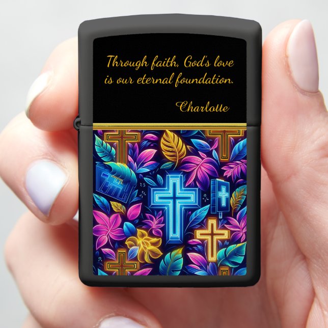 Joyful Crosses Amid Bright Foliage Zippo Lighter (In Hand)