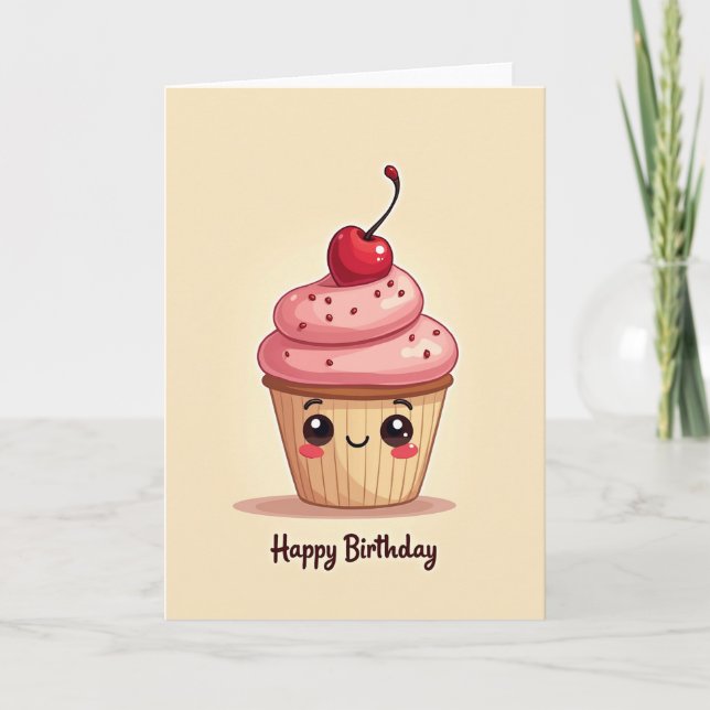Joyful Cupcake Birthday Card (Front)