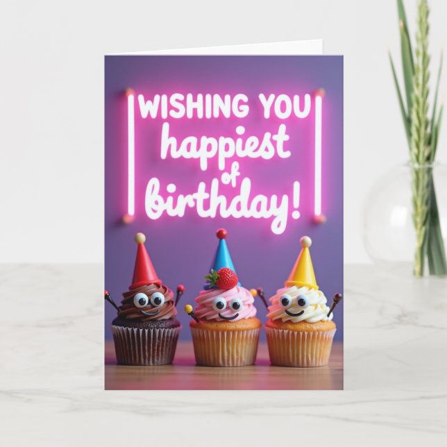 Joyful Cupcake Party Card (Front)