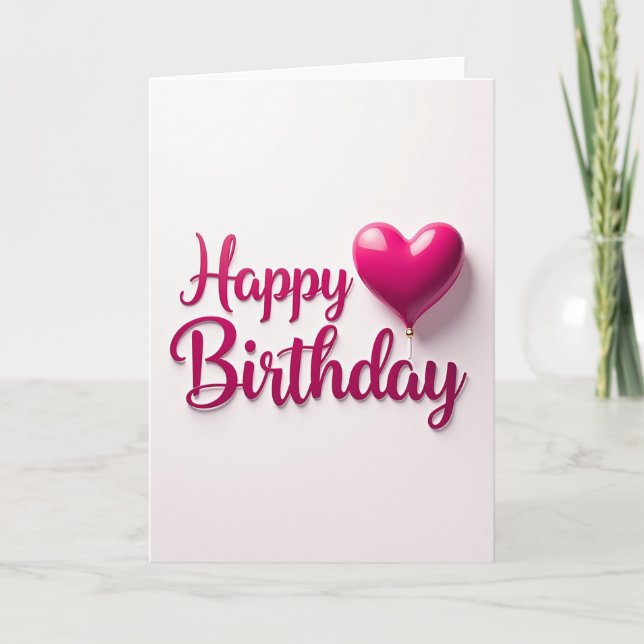 Joyful Cursive Fuchsia Heart Card (Front)