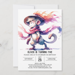 Joyful Custom Monkey Birthday Invitation