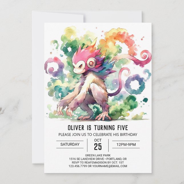 Joyful Custom Monkey Birthday Invitation (Front)