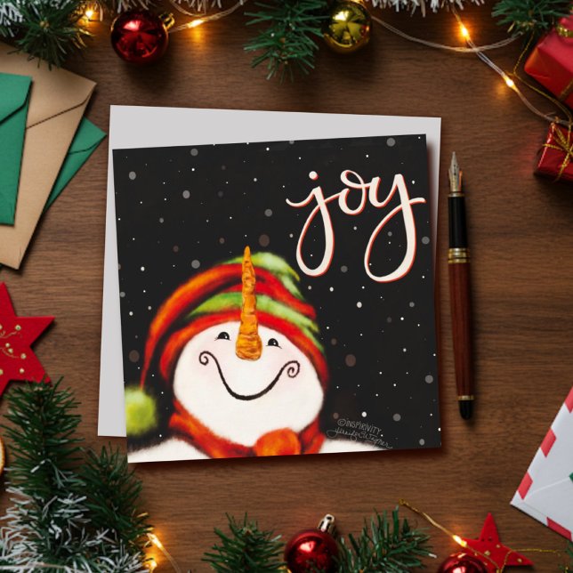 Joyful Cute Snowman Christmas Inspirivity Holiday Card (Creator Uploaded)