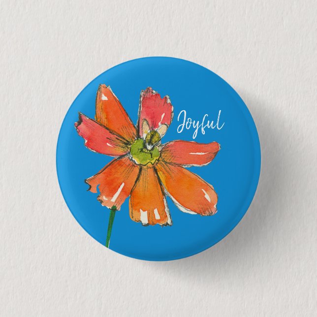 Joyful Daisy Honey Bee Inspirational Words Pinback Button (Front)