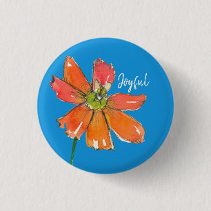 Joyful Daisy Honey Bee Inspirational Words Pinback Button