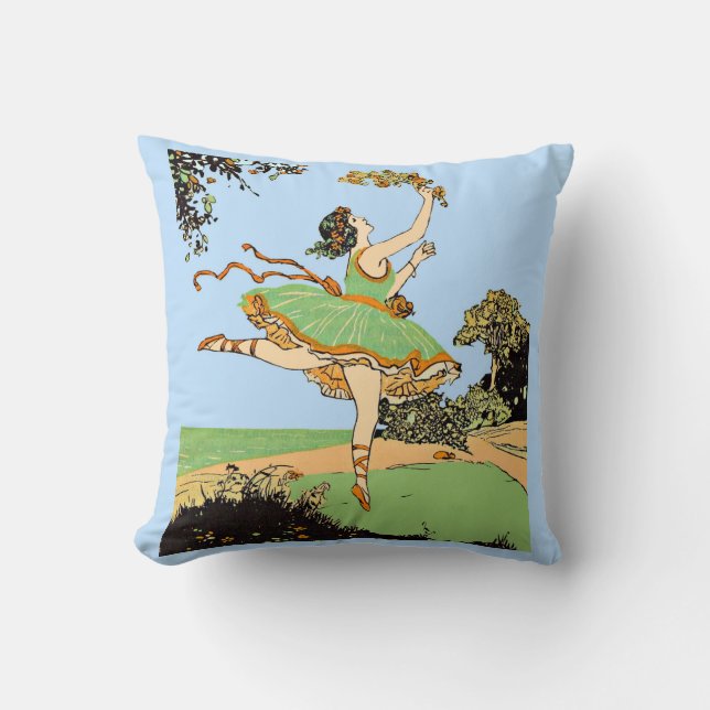 joyful dancer print throw pillow (Front)