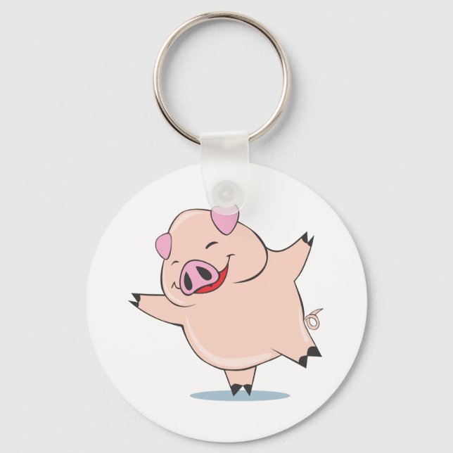 Joyful Dancing Pig Keychain (Front)