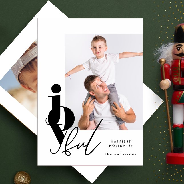 JOYFUL | designer script multi photo modern Holiday Card (Creator Uploaded)
