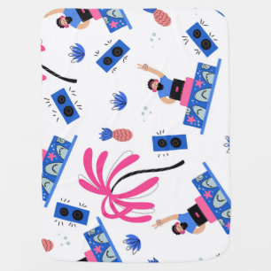 Joyful DJ, tropical beach pattern. Baby Blanket