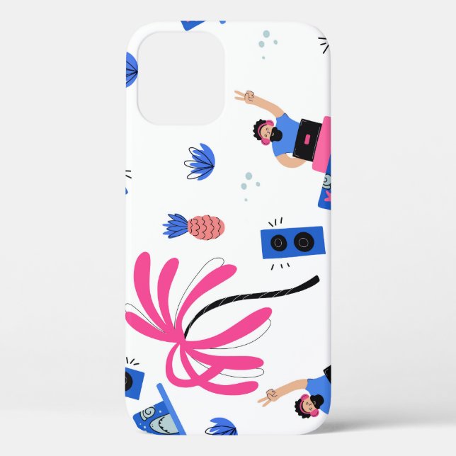 Joyful DJ, tropical beach pattern. Case-Mate iPhone Case (Back)