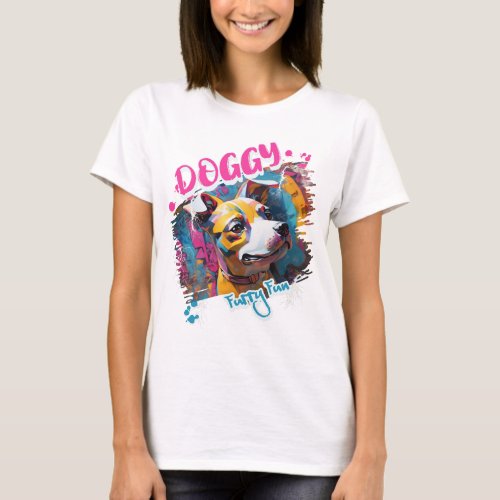 Joyful Dog Doodle Style art T_Shirt