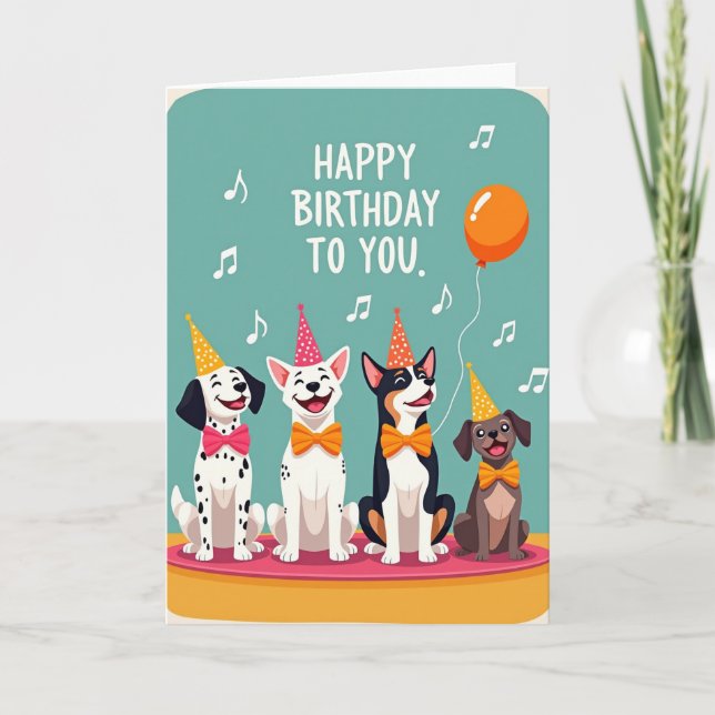 Joyful Dog Party Card (Front)
