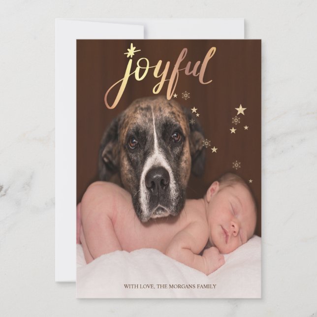 Joyful,Dog Paws Photo Christmas (Front)