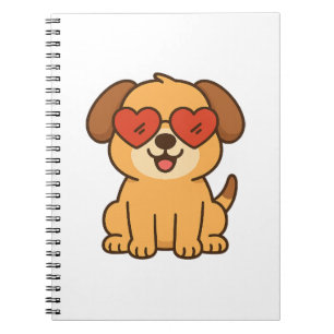 Joyful Dog with Heart Sunglasses, Pet Lover design Notebook