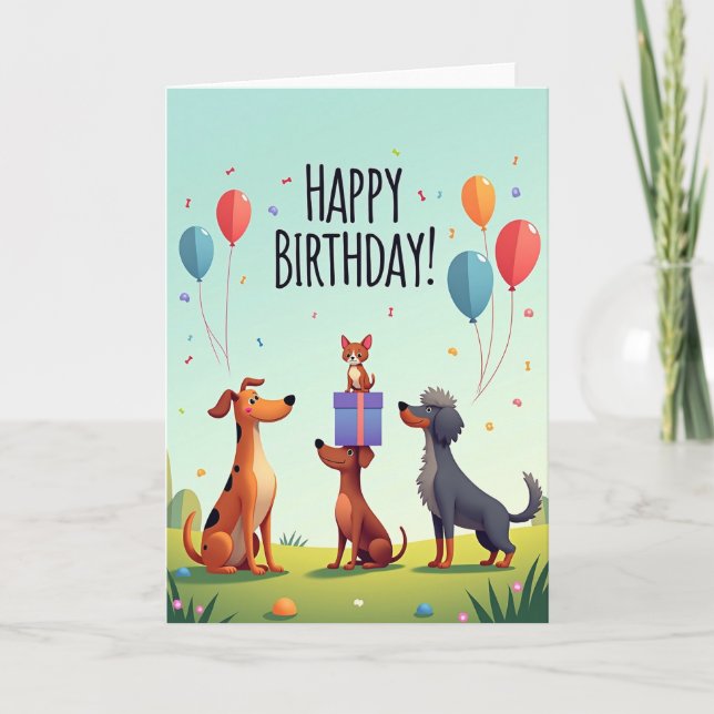 Joyful Dogs Birthday Card (Front)