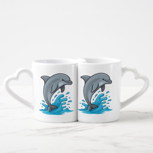 Joyful Dolphin Splash - Lovers' mug (Front Nesting)