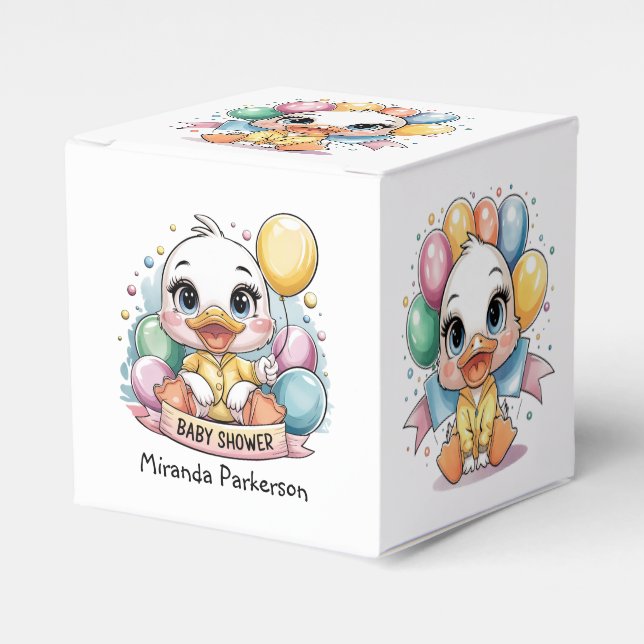 Joyful Duckling Baby Shower Favor Boxes (Front Side)