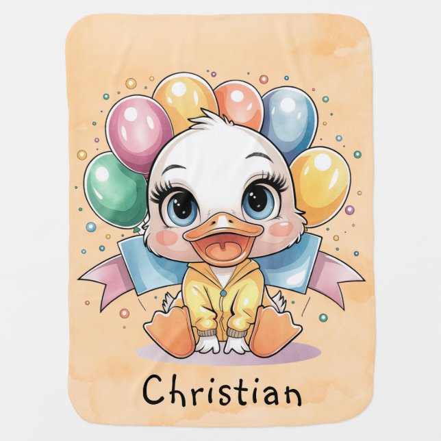 Joyful Duckling Baby Shower Gift Blanket (Front)