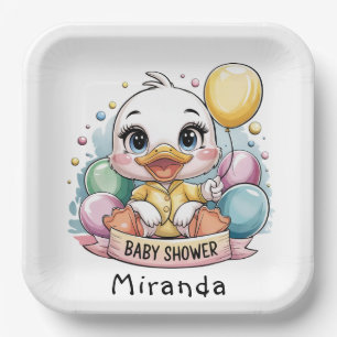 Joyful Duckling Baby Shower Paper Plates