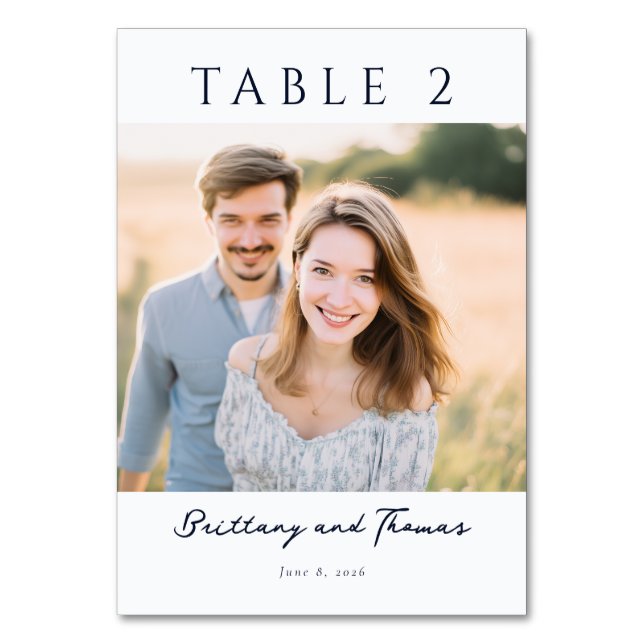 Joyful Earth Tone Casual Photo Table Number (Front)