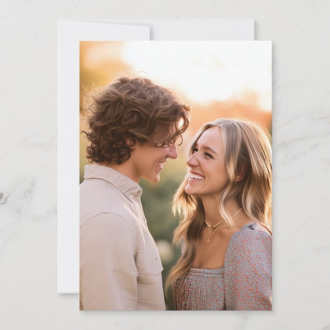 Joyful Earthy Romantic Photo Invitation (Front)