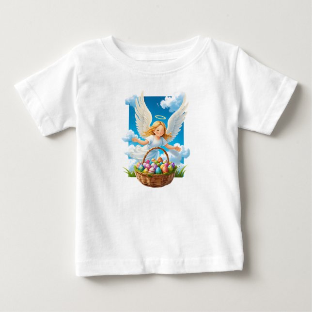 Joyful Easter Angel with Basket Baby T-Shirt (Front)