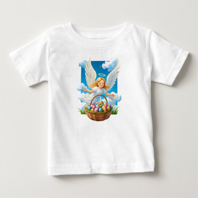 Joyful Easter Angel with Basket Baby T-Shirt (Front)