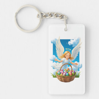Joyful Easter Angel with Basket Keychain