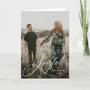 Joyful Elegance Script Photo Holiday Greeting Card