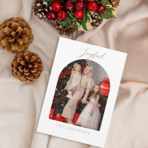 Joyful Elegant Arch Photo Christmas Card