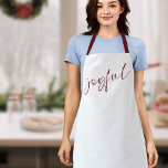 Joyful Elegant Burgundy Calligraphy Apron<br><div class="desc">Joyful Elegant Burgundy Calligraphy with burgundy straps. All colors can be changed as required.</div>