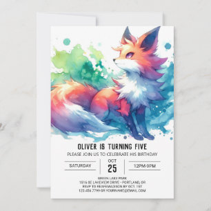 Joyful Elegant Fox Birthday Invitation
