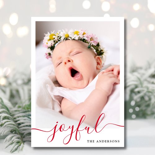 Joyful Elegant Photo Christmas Holiday Card