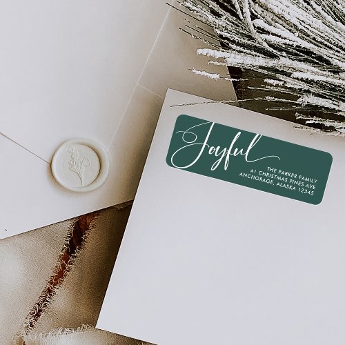 Joyful  Elegant Script Christmas Green Label