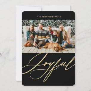 Joyful Elegant Script Photo Christmas Holiday Card