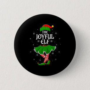 Joyful Elf Christmas Family Girls Women Elf Squad Button