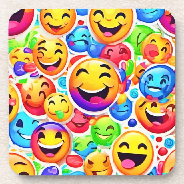 Joyful Emotion Art: Colorful Painting Beverage Coaster (Front)