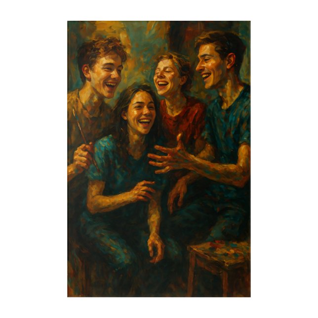 Joyful Expressionist Art Friends Laughing Painting (Front)