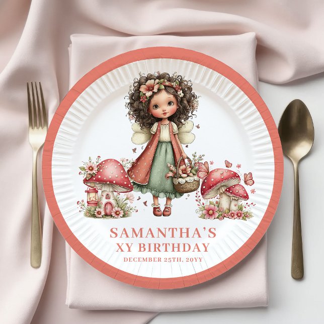 Joyful Fairy 7th Birthday Blush Pink Paper Plates (Joyful Fairy 7th Birthday Blush Pink Paper Plates)