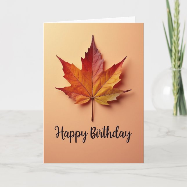 Joyful Fall Leaf Birthday Card (Front)