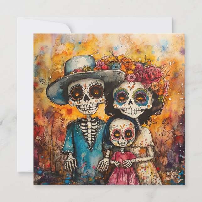 Joyful Family Dia de los Muertos Celebration Invitation (Front)