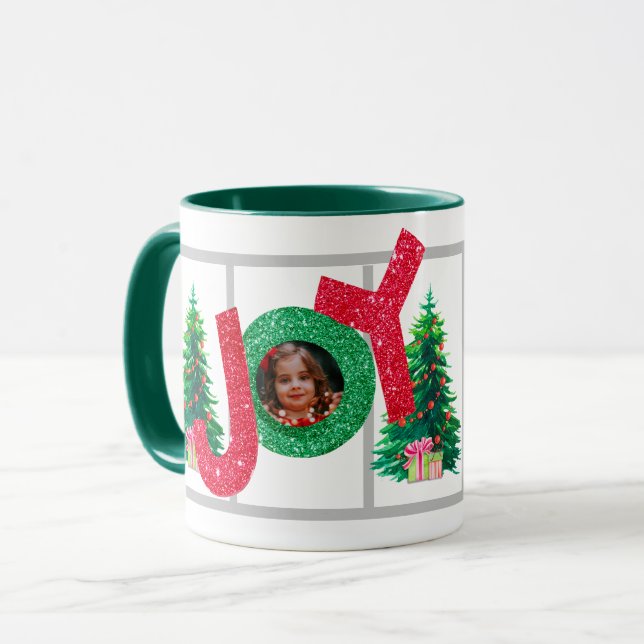 Joyful Family Moments: Custom Baby Photo Christmas Mug (Front Left)