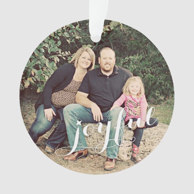 Joyful Family Photo Christmas Ornament (Front)