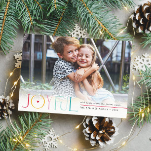JOYFUL FAMILY PHOTO modern cute kids colorful Announcement