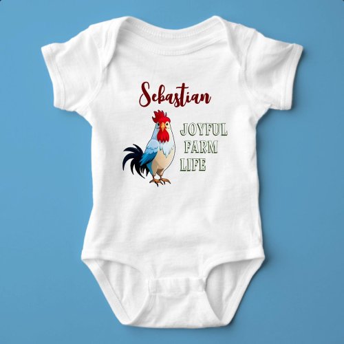 Joyful Farm Life Custom Name Baby Bodysuit