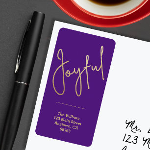 JOYFUL Faux Gold Foil on Purple Return Label