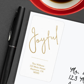 JOYFUL Faux Gold Foil on White Return Label